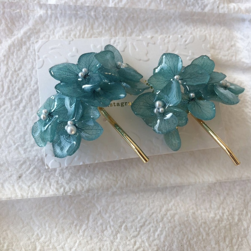 no.89 限定セット 紫陽花のポニーフック あじさい ブルーライラック Blue lilac パール ヘアアクセサリー 髪飾り ハンドメイド