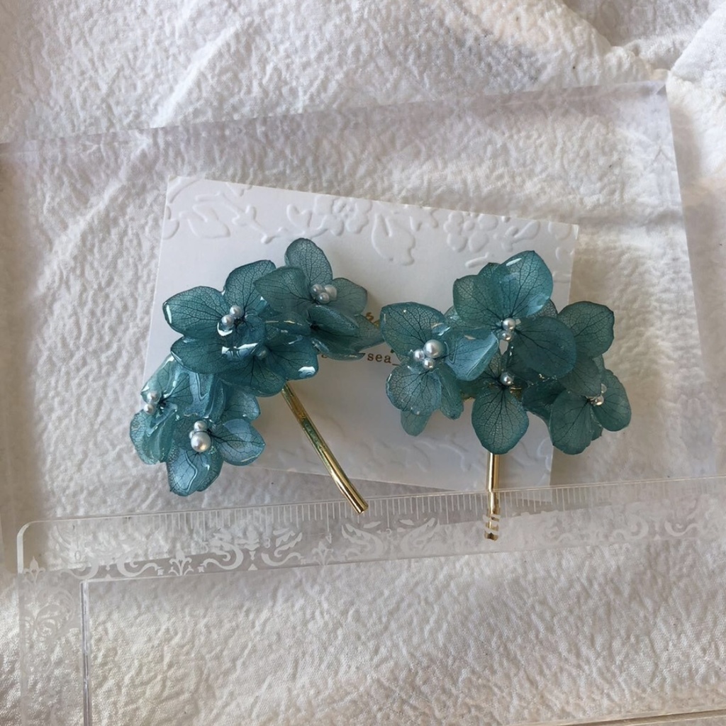 no.89 限定セット 紫陽花のポニーフック あじさい ブルーライラック Blue lilac パール ヘアアクセサリー 髪飾り ハンドメイド