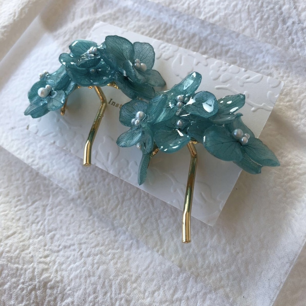 no.89 限定セット 紫陽花のポニーフック あじさい ブルーライラック Blue lilac パール ヘアアクセサリー 髪飾り ハンドメイド