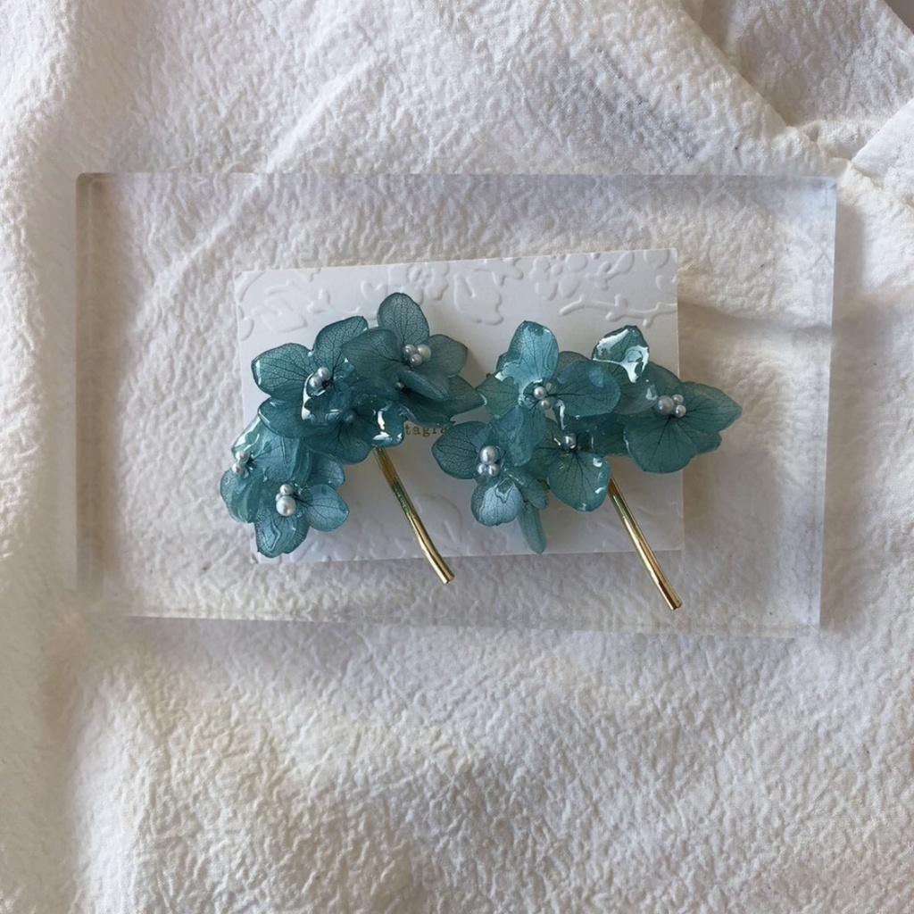 no.89 限定セット 紫陽花のポニーフック あじさい ブルーライラック Blue lilac パール ヘアアクセサリー 髪飾り ハンドメイド