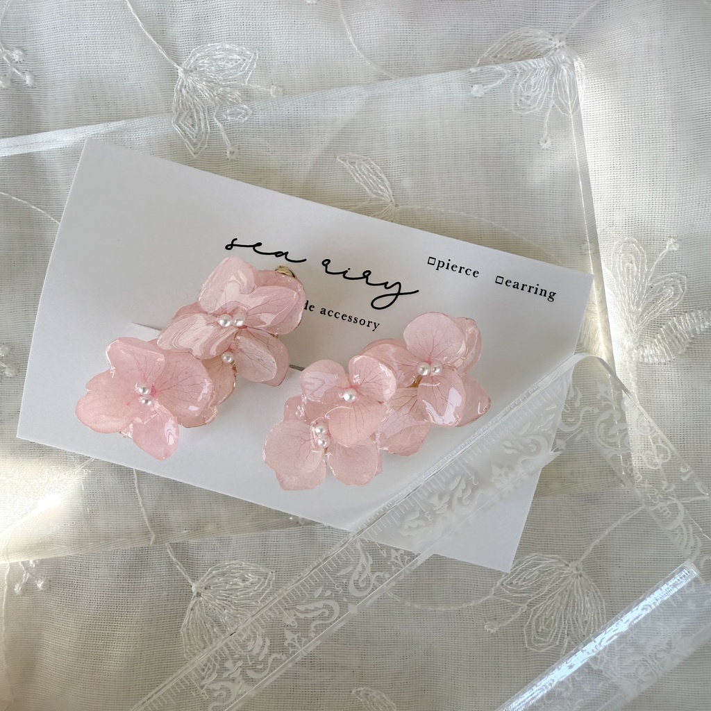 no.127 限定セット ベビーピンクの紫陽花のヘアアクセサリーセット ヘアバレッタ ヘアクリップ 紫陽花 髪飾り 髪留め ハンドメイド