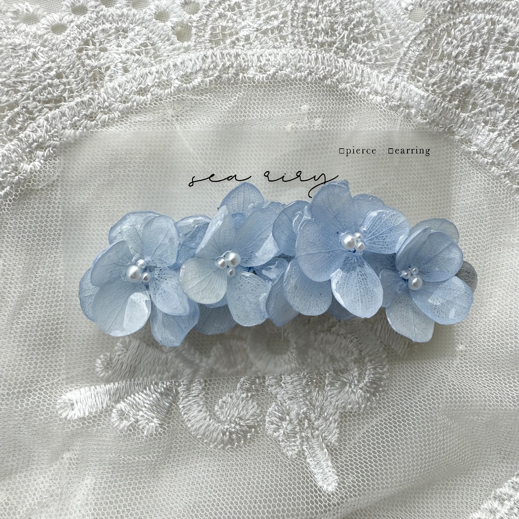 no.152 再販 ベビーブルーの紫陽花ヘアクリップ ブルー パール フラワー ヘアクリップ ハンドメイドクリップ