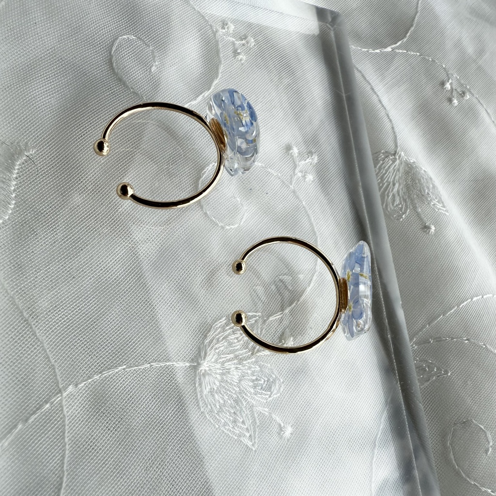 no.163 限定セット 勿忘草のリングセット 猫 ねこ 鉱石 ブルー パール 指輪 リング