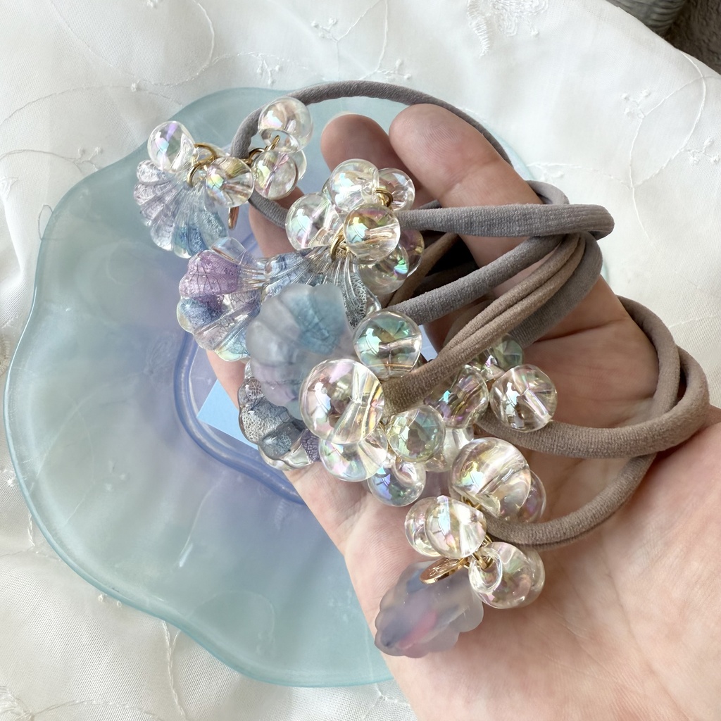 no.168 マーメイドのヘアゴム シェル 紫陽花 人魚姫 オーロラ ヘアアクセサリー