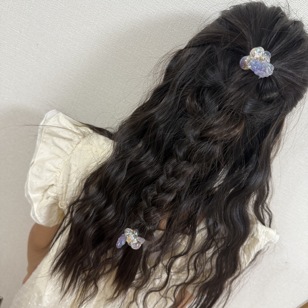 no.168 マーメイドのヘアゴム シェル 紫陽花 人魚姫 オーロラ ヘアアクセサリー