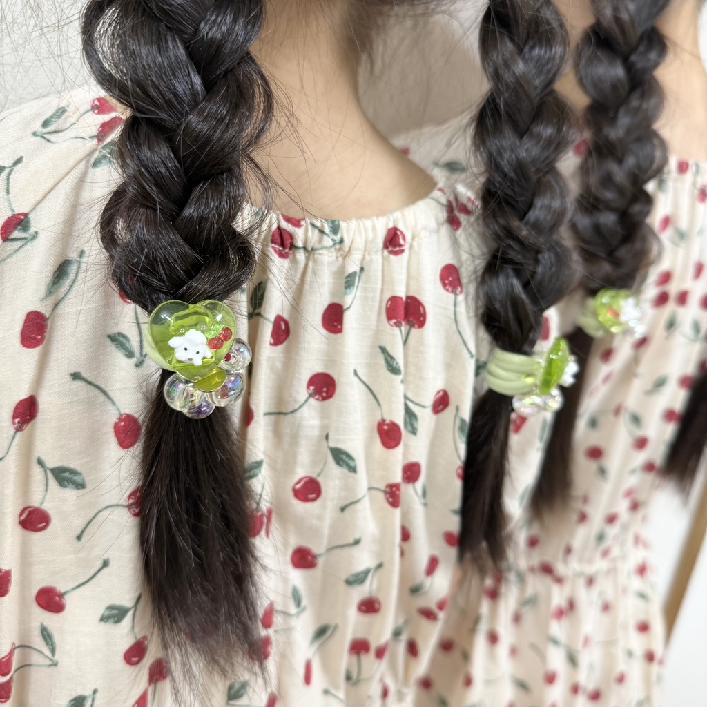 no.178 1setのみ うさぎさんのクリームソーダヘアゴム うさぎ ハート クリームソーダ メロンソーダ ヘアゴム キッズ kids