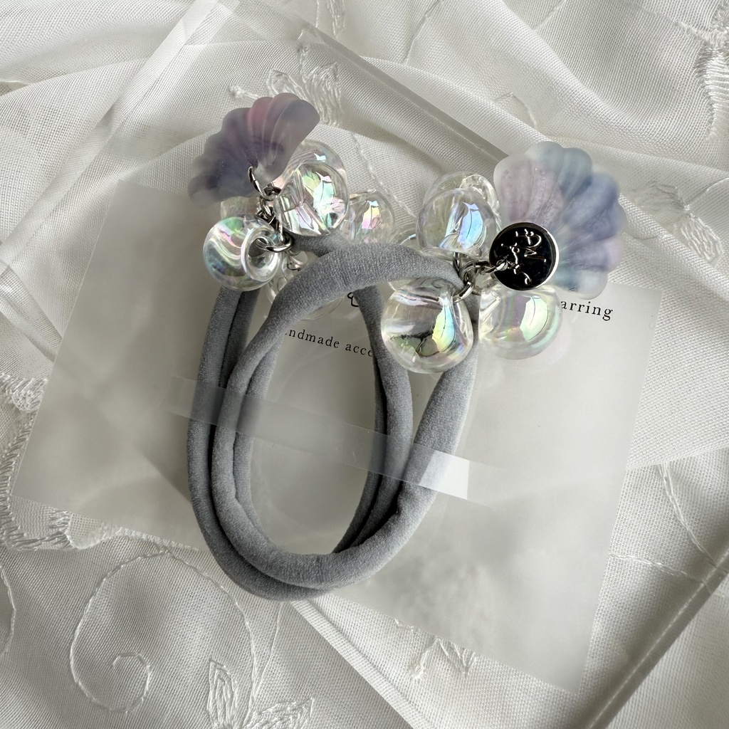 no.182 マーメイドなヘアゴム 紫陽花 シェル 人魚姫 マーメイド オーロラ ヘアアクセサリー キッズ ヘア