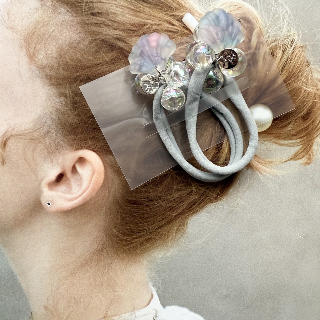 no.182 マーメイドなヘアゴム 紫陽花 シェル 人魚姫 マーメイド オーロラ ヘアアクセサリー キッズ ヘア