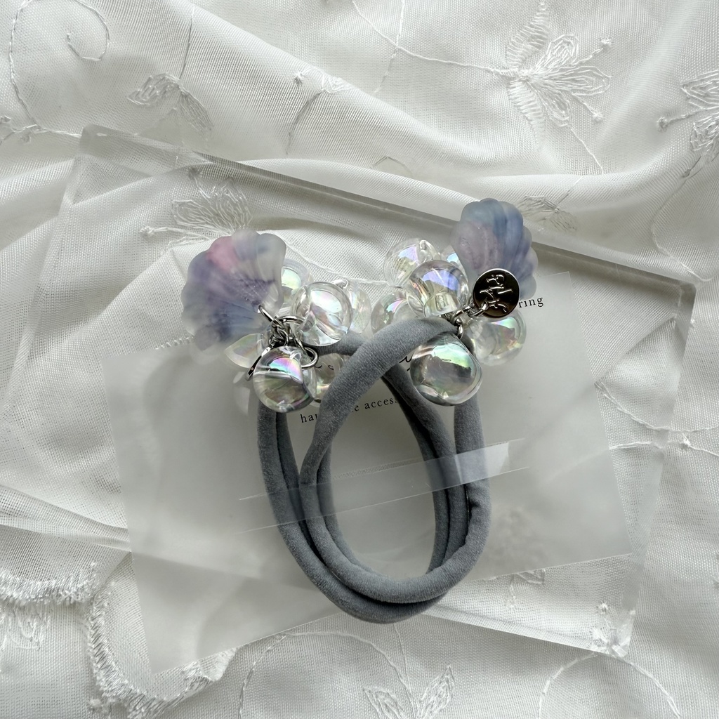 no.182 マーメイドなヘアゴム 紫陽花 シェル 人魚姫 マーメイド オーロラ ヘアアクセサリー キッズ ヘア