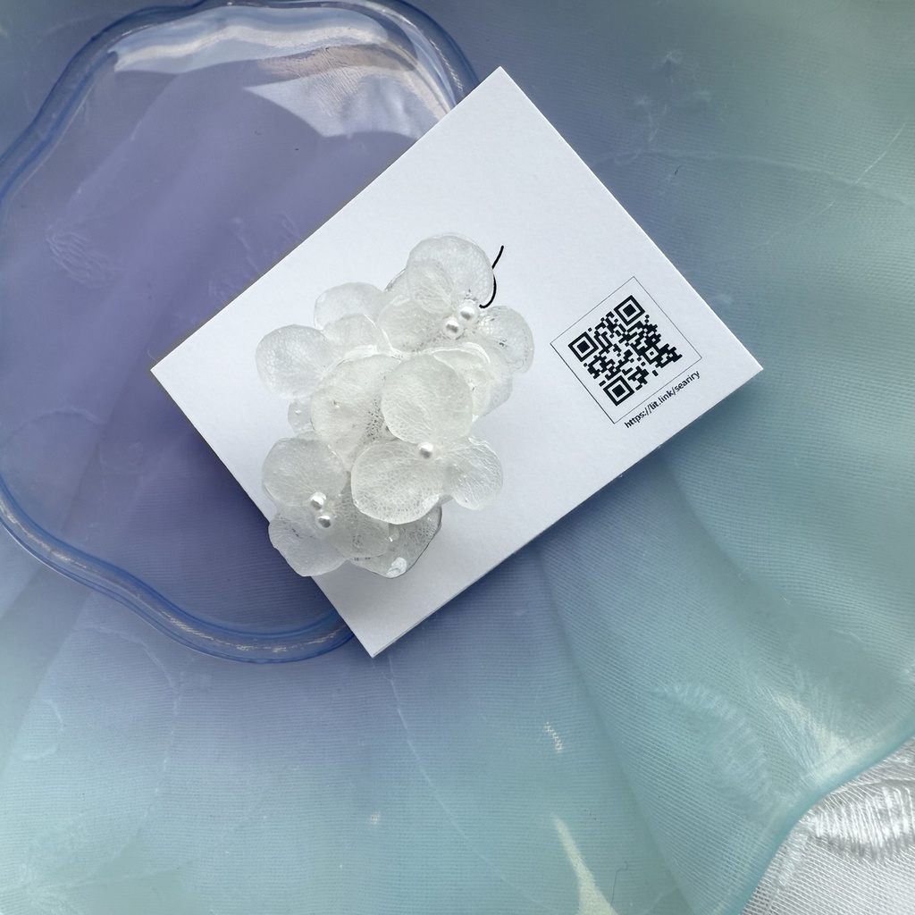 no.183 ホワイトアナベルの帯留 紫陽花 ホワイトアナベル パール 帯留 着物 和装小物