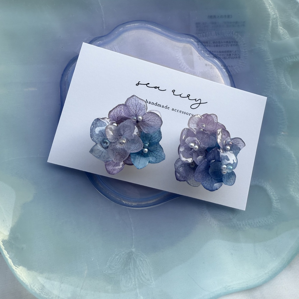 no.187 パープルミックスの紫陽花の帯留 本物のお花 紫陽花 アナベル パール 帯留 着物 和装小物