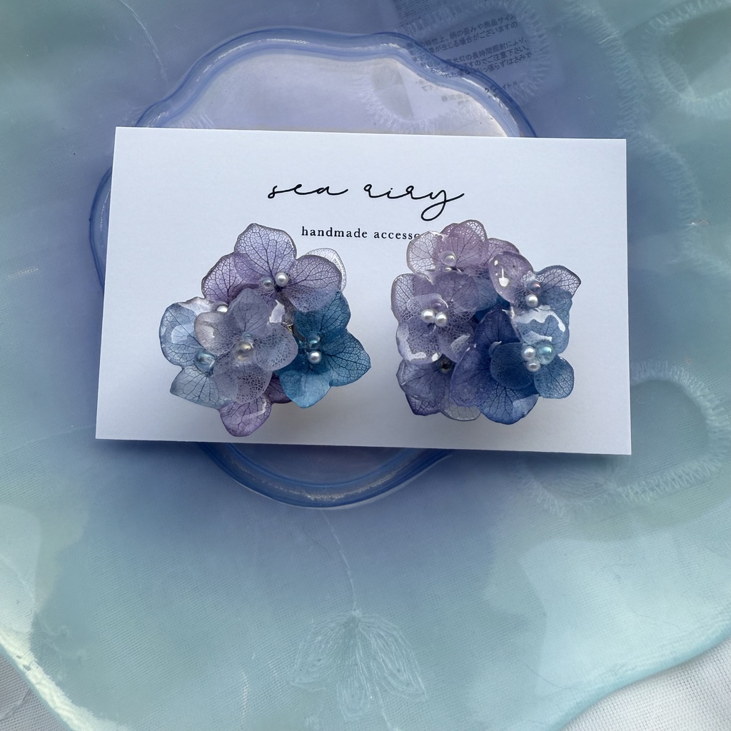 no.187 パープルミックスの紫陽花の帯留 本物のお花 紫陽花 アナベル パール 帯留 着物 和装小物