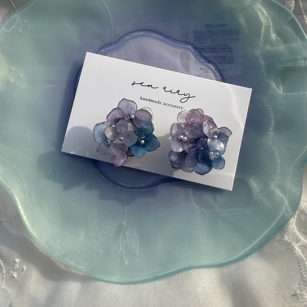 no.187 パープルミックスの紫陽花の帯留 本物のお花 紫陽花 アナベル パール 帯留 着物 和装小物