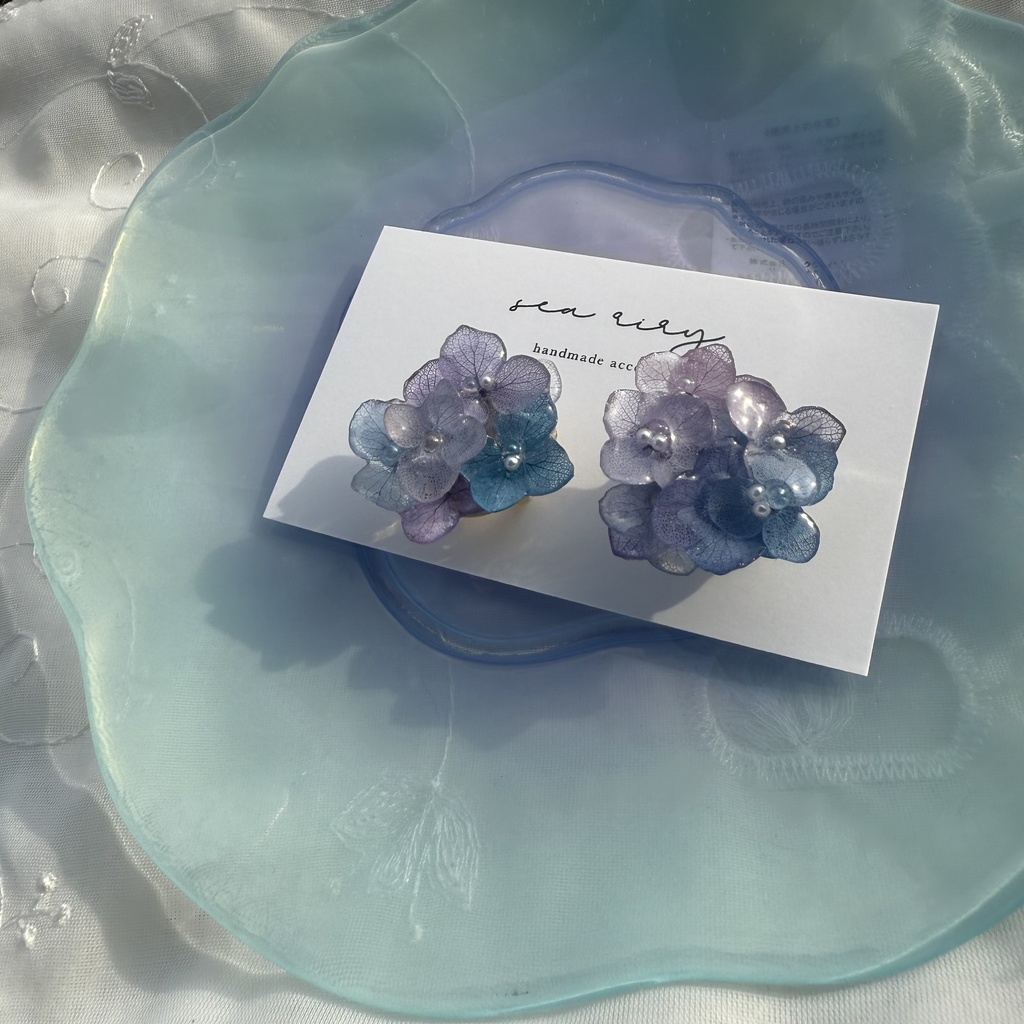 no.187 パープルミックスの紫陽花の帯留 本物のお花 紫陽花 アナベル パール 帯留 着物 和装小物