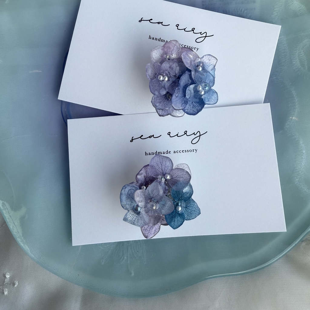 no.187 パープルミックスの紫陽花の帯留 本物のお花 紫陽花 アナベル パール 帯留 着物 和装小物