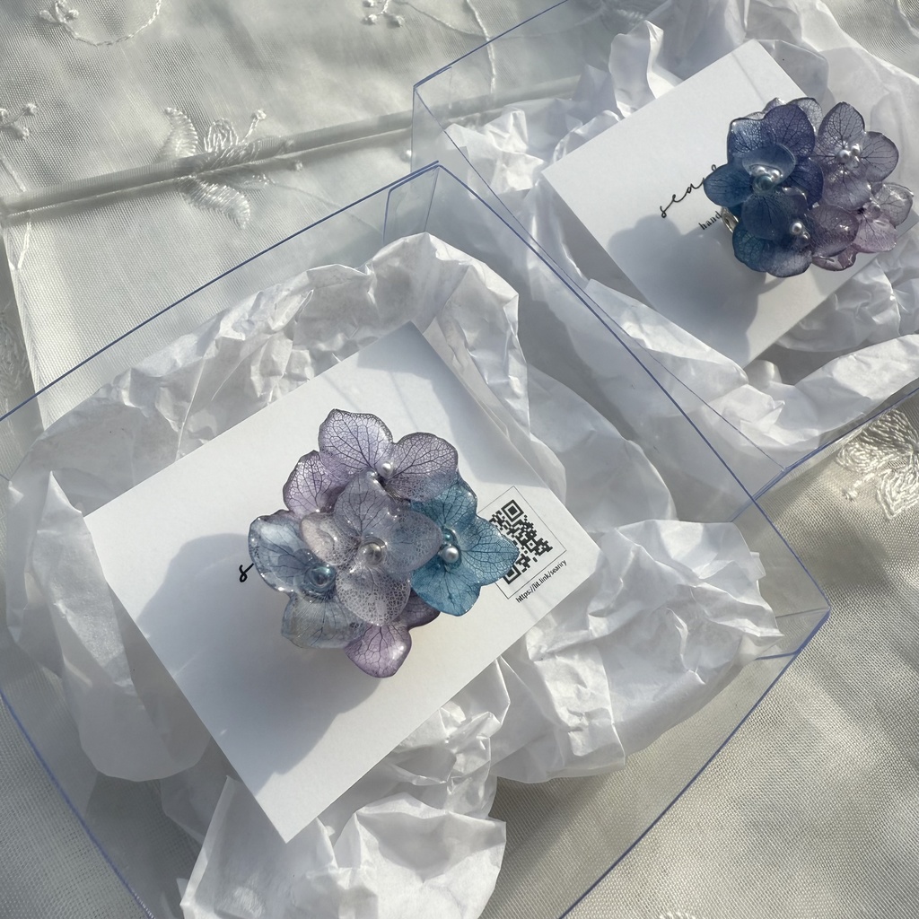 no.187 パープルミックスの紫陽花の帯留 本物のお花 紫陽花 アナベル パール 帯留 着物 和装小物