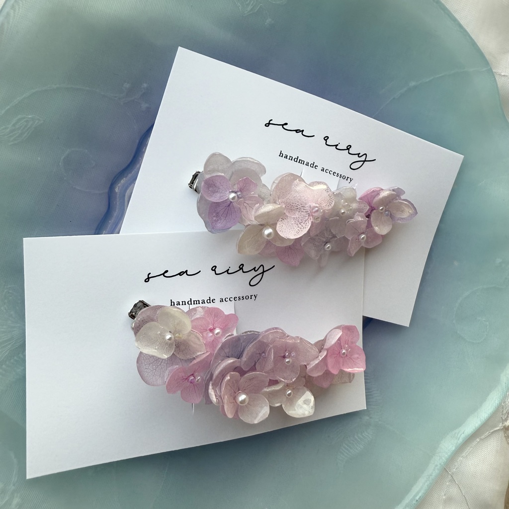 no.192 限定セット パステルライラックmixの紫陽花ヘアクリップ 本物のお花 アジサイ ヘアクリップ 着物 浴衣 髪飾り