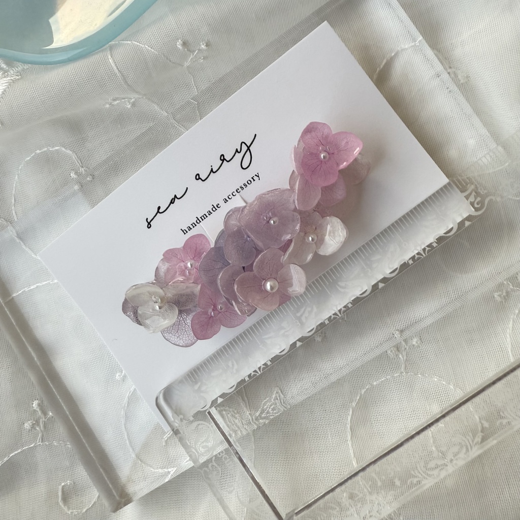 no.192 限定セット パステルライラックmixの紫陽花ヘアクリップ 本物のお花 アジサイ ヘアクリップ 着物 浴衣 髪飾り