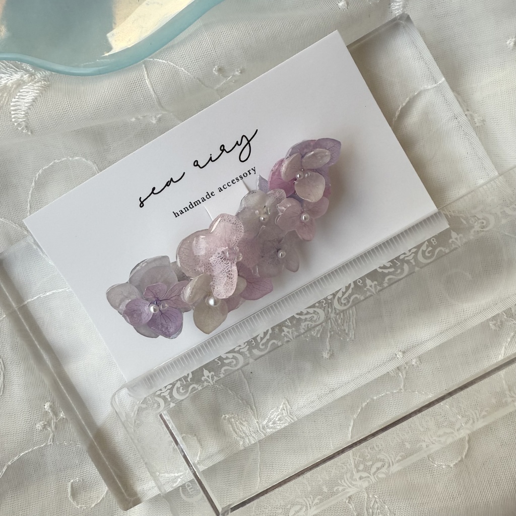 no.192 限定セット パステルライラックmixの紫陽花ヘアクリップ 本物のお花 アジサイ ヘアクリップ 着物 浴衣 髪飾り