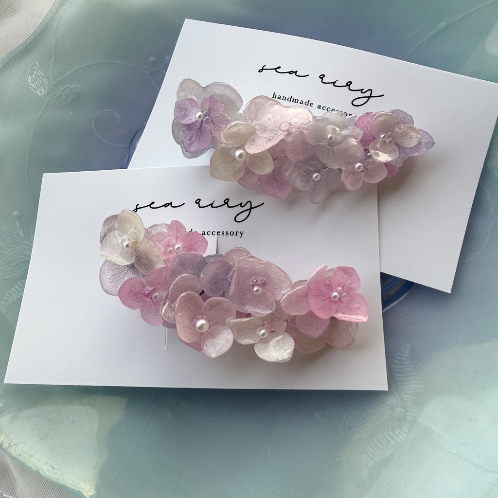 no.192 限定セット パステルライラックmixの紫陽花ヘアクリップ 本物のお花 アジサイ ヘアクリップ 着物 浴衣 髪飾り