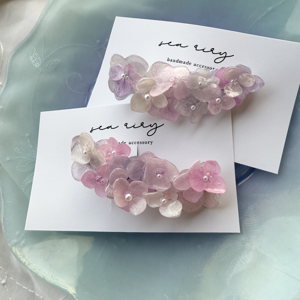 no.192 限定セット パステルライラックmixの紫陽花ヘアクリップ 本物のお花 アジサイ ヘアクリップ 着物 浴衣 髪飾り