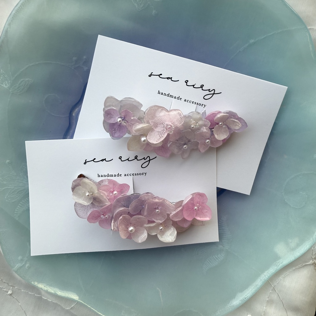 no.192 限定セット パステルライラックmixの紫陽花ヘアクリップ 本物のお花 アジサイ ヘアクリップ 着物 浴衣 髪飾り