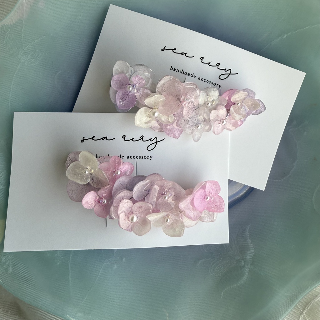 no.192 限定セット パステルライラックmixの紫陽花ヘアクリップ 本物のお花 アジサイ ヘアクリップ 着物 浴衣 髪飾り