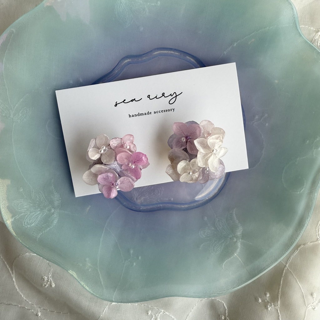 no.193 パステルライラックmixの紫陽花の帯留 本物のお花 アジサイ 帯留 和装小物 着物