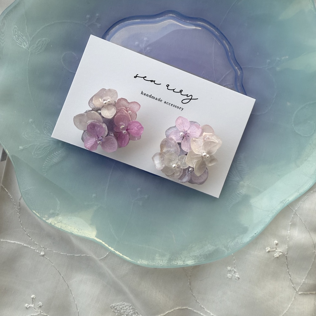 no.193 パステルライラックmixの紫陽花の帯留 本物のお花 アジサイ 帯留 和装小物 着物