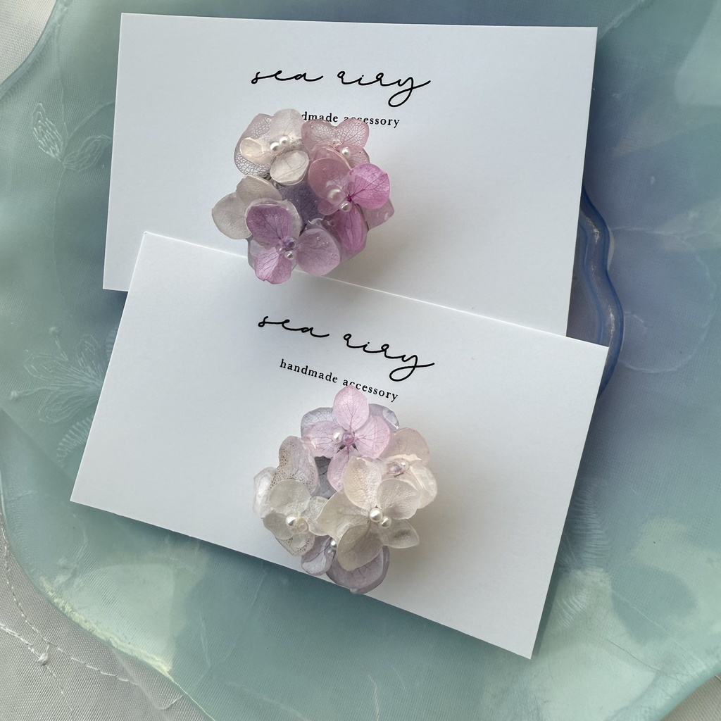 no.193 パステルライラックmixの紫陽花の帯留 本物のお花 アジサイ 帯留 和装小物 着物