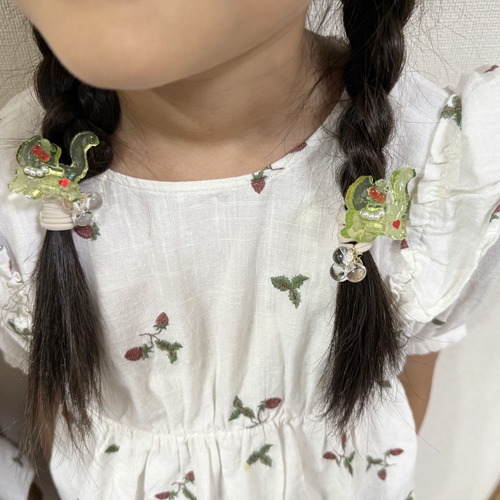 no.198 クリームソーダのねこちゃんヘアゴム さくらんぼ パール メロンソーダ 猫 ねこ ヘアアクセサリー キッズ