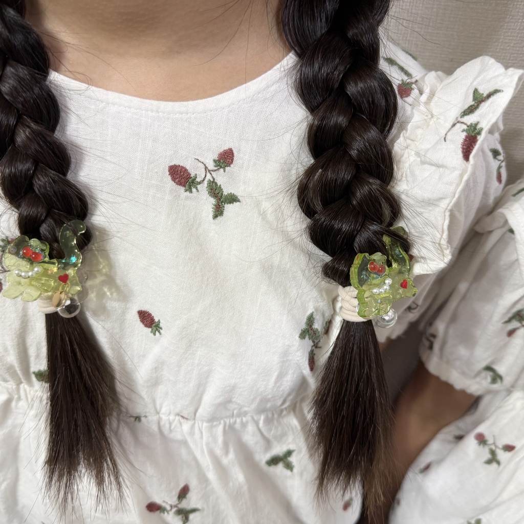 no.198 クリームソーダのねこちゃんヘアゴム さくらんぼ パール メロンソーダ 猫 ねこ ヘアアクセサリー キッズ