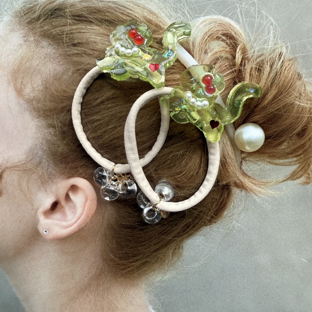 no.198 クリームソーダのねこちゃんヘアゴム さくらんぼ パール メロンソーダ 猫 ねこ ヘアアクセサリー キッズ