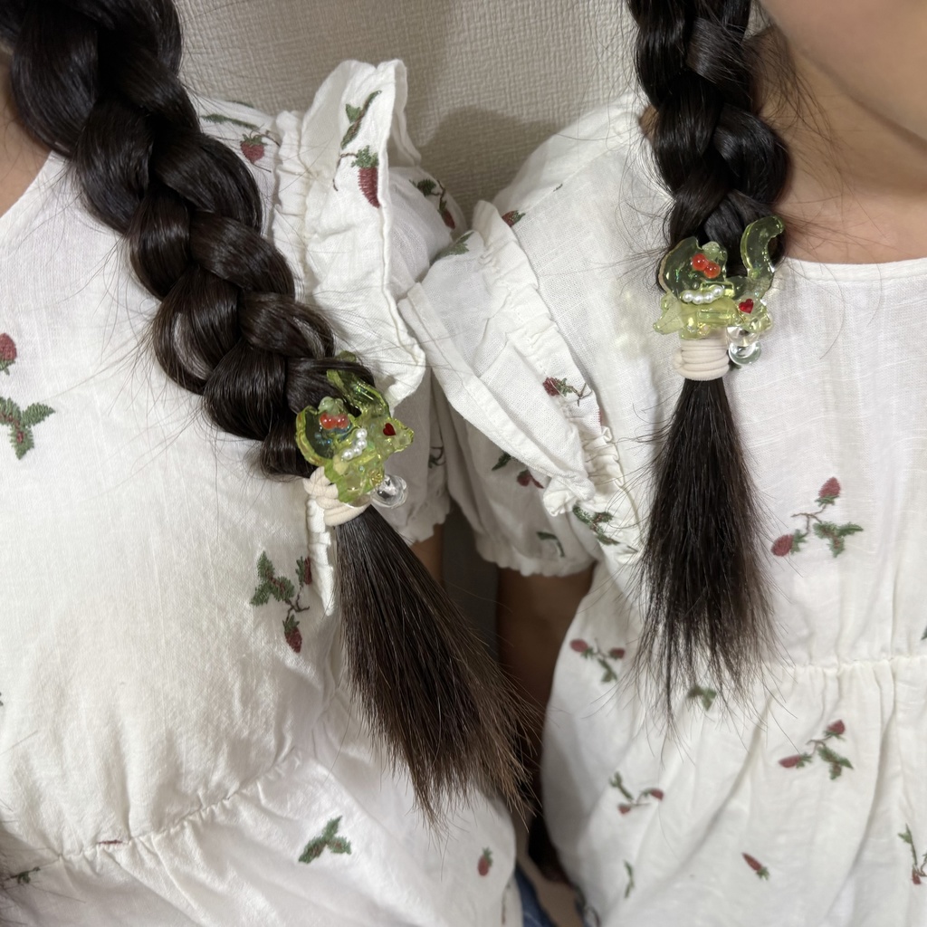 no.198 クリームソーダのねこちゃんヘアゴム さくらんぼ パール メロンソーダ 猫 ねこ ヘアアクセサリー キッズ