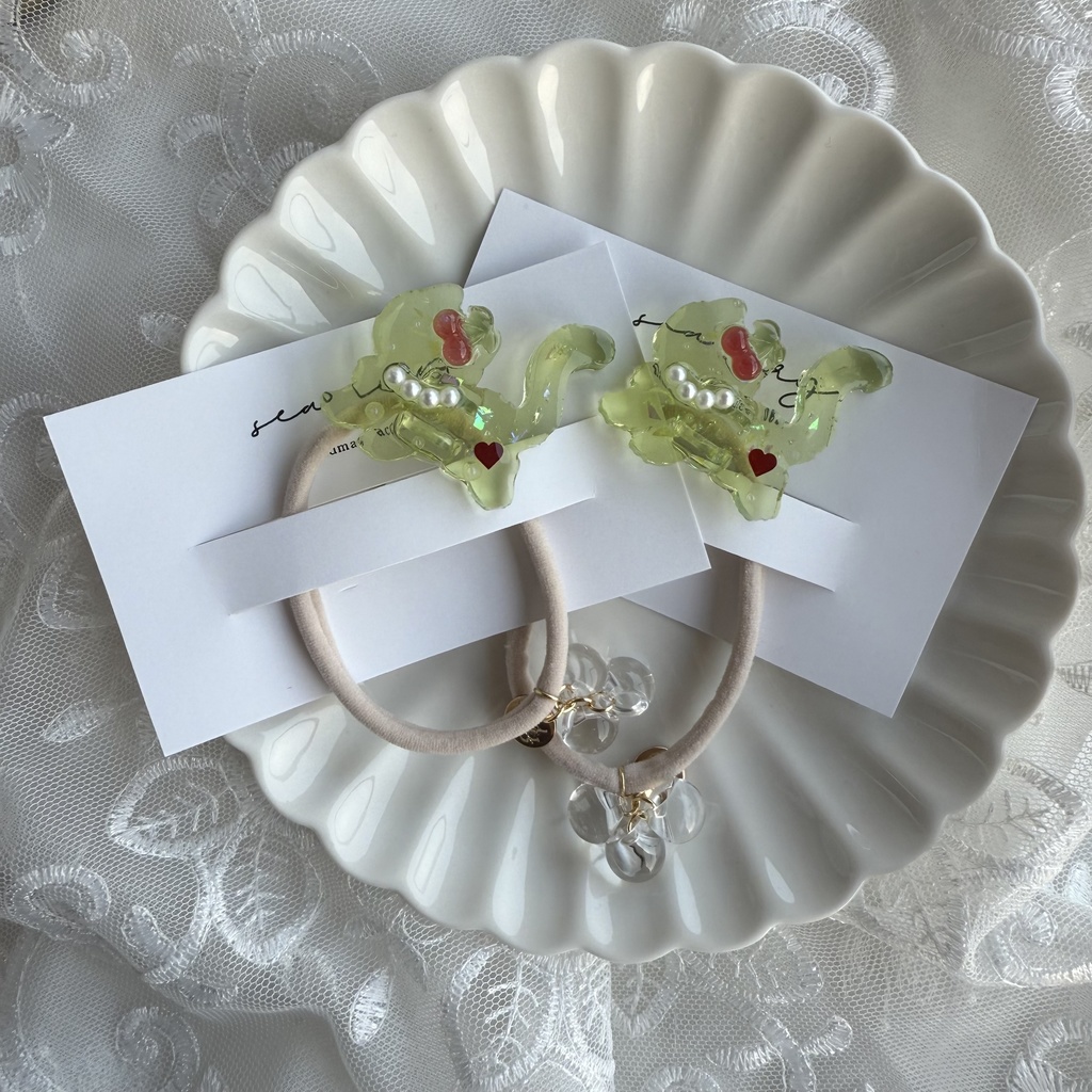 no.198 クリームソーダのねこちゃんヘアゴム さくらんぼ パール メロンソーダ 猫 ねこ ヘアアクセサリー キッズ