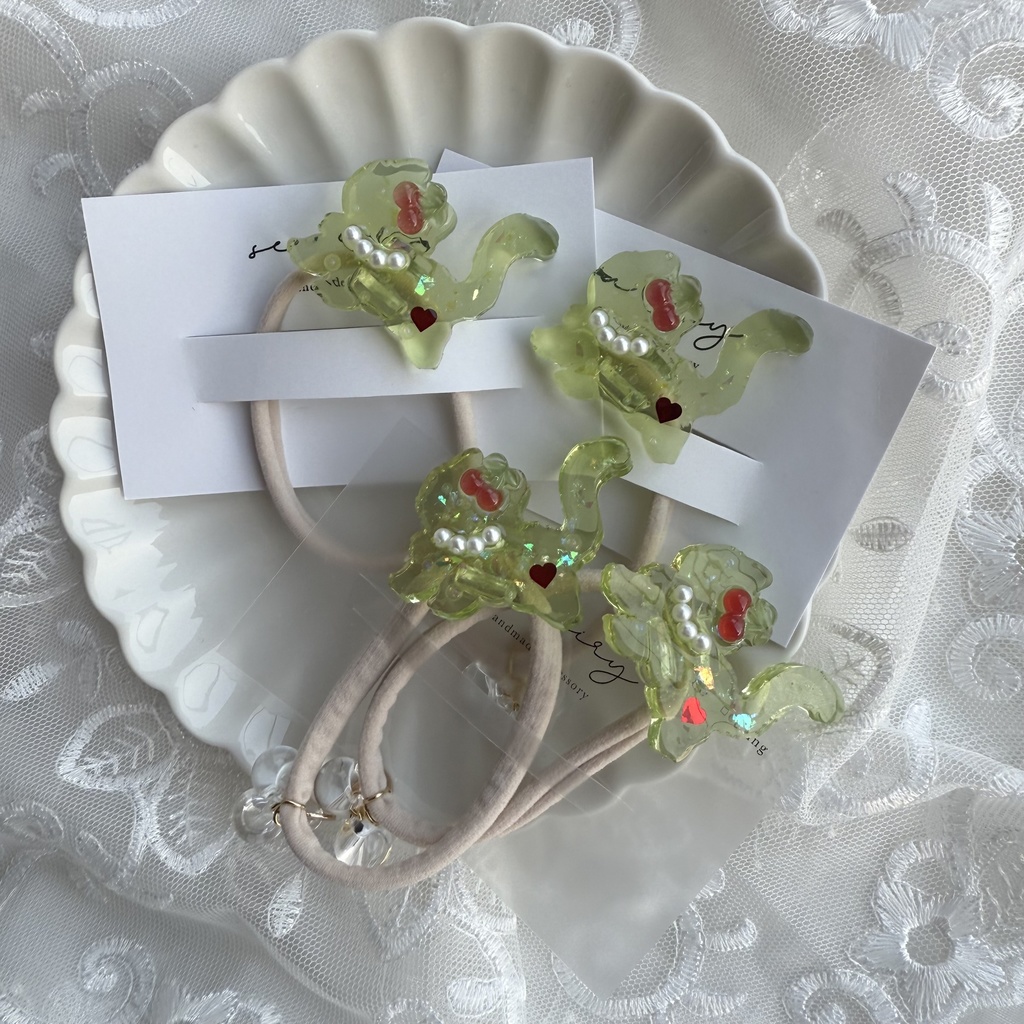 no.198 クリームソーダのねこちゃんヘアゴム さくらんぼ パール メロンソーダ 猫 ねこ ヘアアクセサリー キッズ