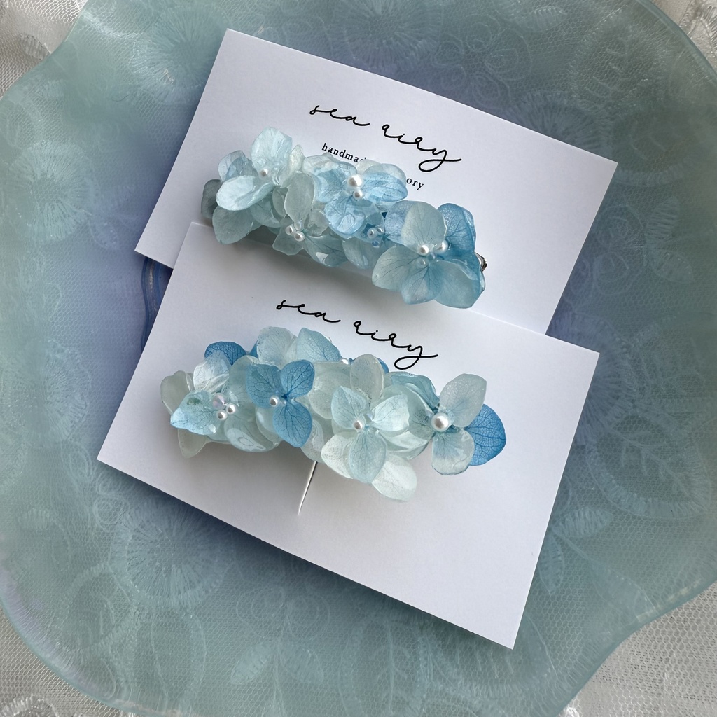 no.200 限定セット ブルーグラデの紫陽花ヘアクリップ 本物のお花 アジサイ 紫陽花 ヘアクリップ 髪飾り 浴衣 着物