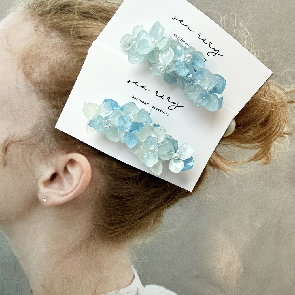no.200  限定セット  ブルーグラデの紫陽花ヘアクリップ  本物のお花  アジサイ  紫陽花  ヘアクリップ   髪飾り  浴衣  着物