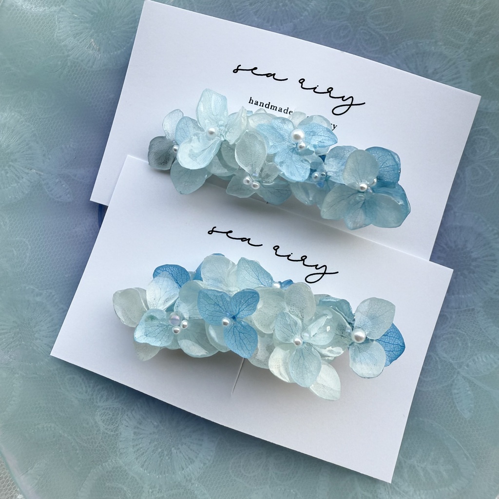 no.200 限定セット ブルーグラデの紫陽花ヘアクリップ 本物のお花 アジサイ 紫陽花 ヘアクリップ 髪飾り 浴衣 着物