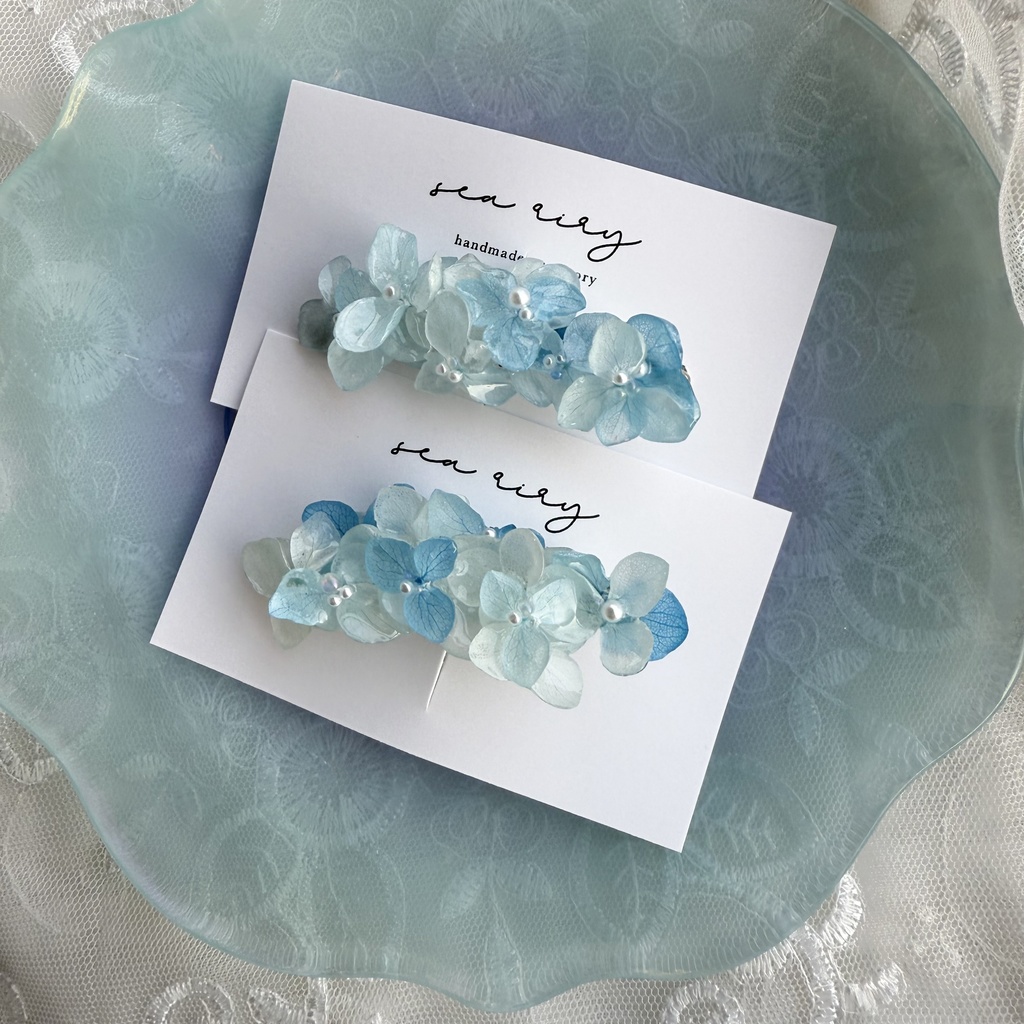 no.200 限定セット ブルーグラデの紫陽花ヘアクリップ 本物のお花 アジサイ 紫陽花 ヘアクリップ 髪飾り 浴衣 着物