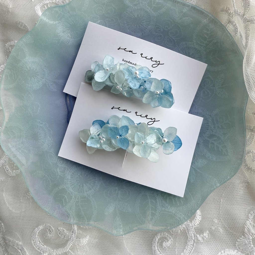 no.200 限定セット ブルーグラデの紫陽花ヘアクリップ 本物のお花 アジサイ 紫陽花 ヘアクリップ 髪飾り 浴衣 着物