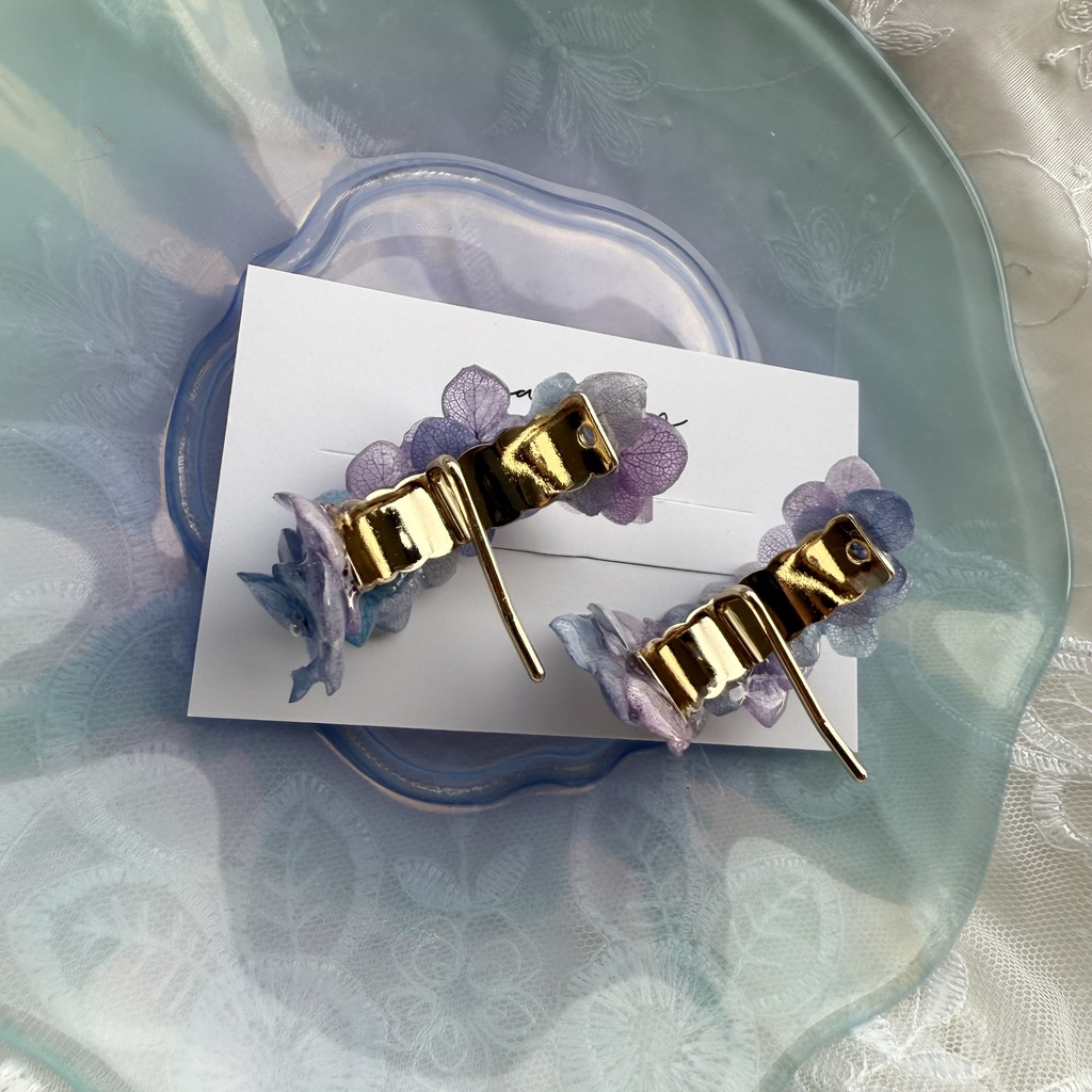 no.216 限定セット マーメイドカラーの紫陽花ポニーフック 本物のお花 アジサイ 紫陽花 ヘアアクセサリー 髪飾り ヘア