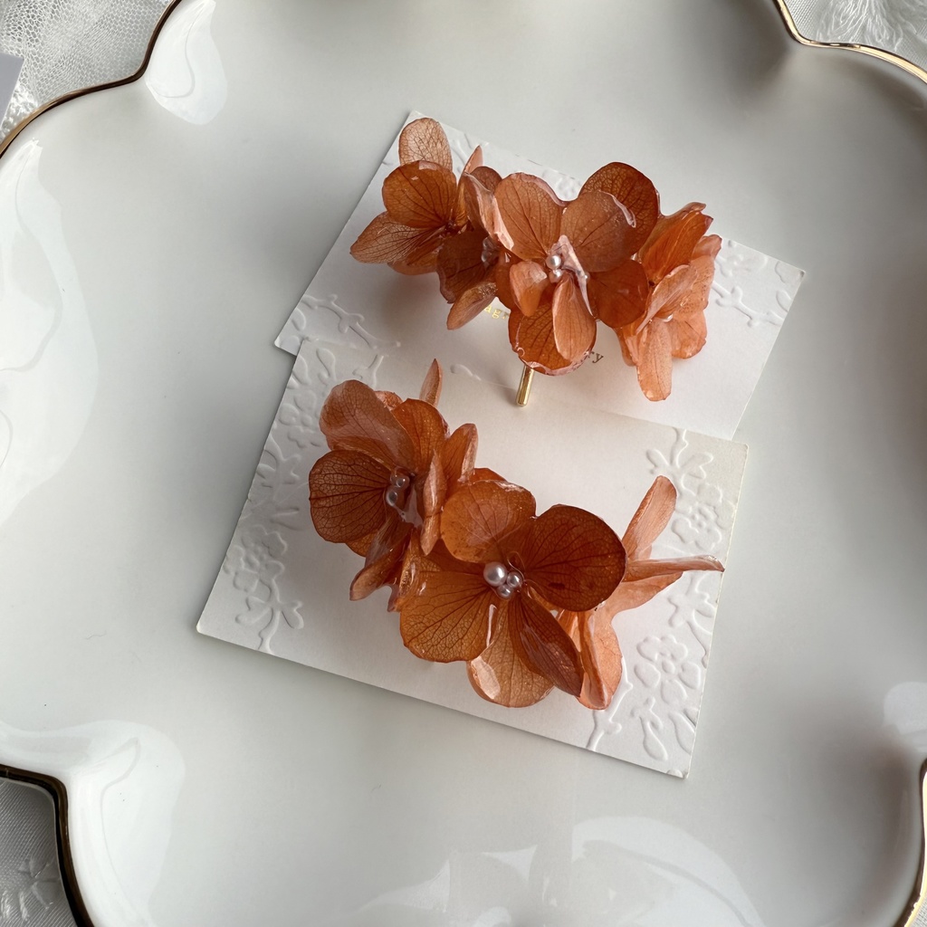 no.231 限定セット ブリックオレンジの紫陽花のポニーフック オレンジ あじさい ヘアアクセサリー ポニーフック