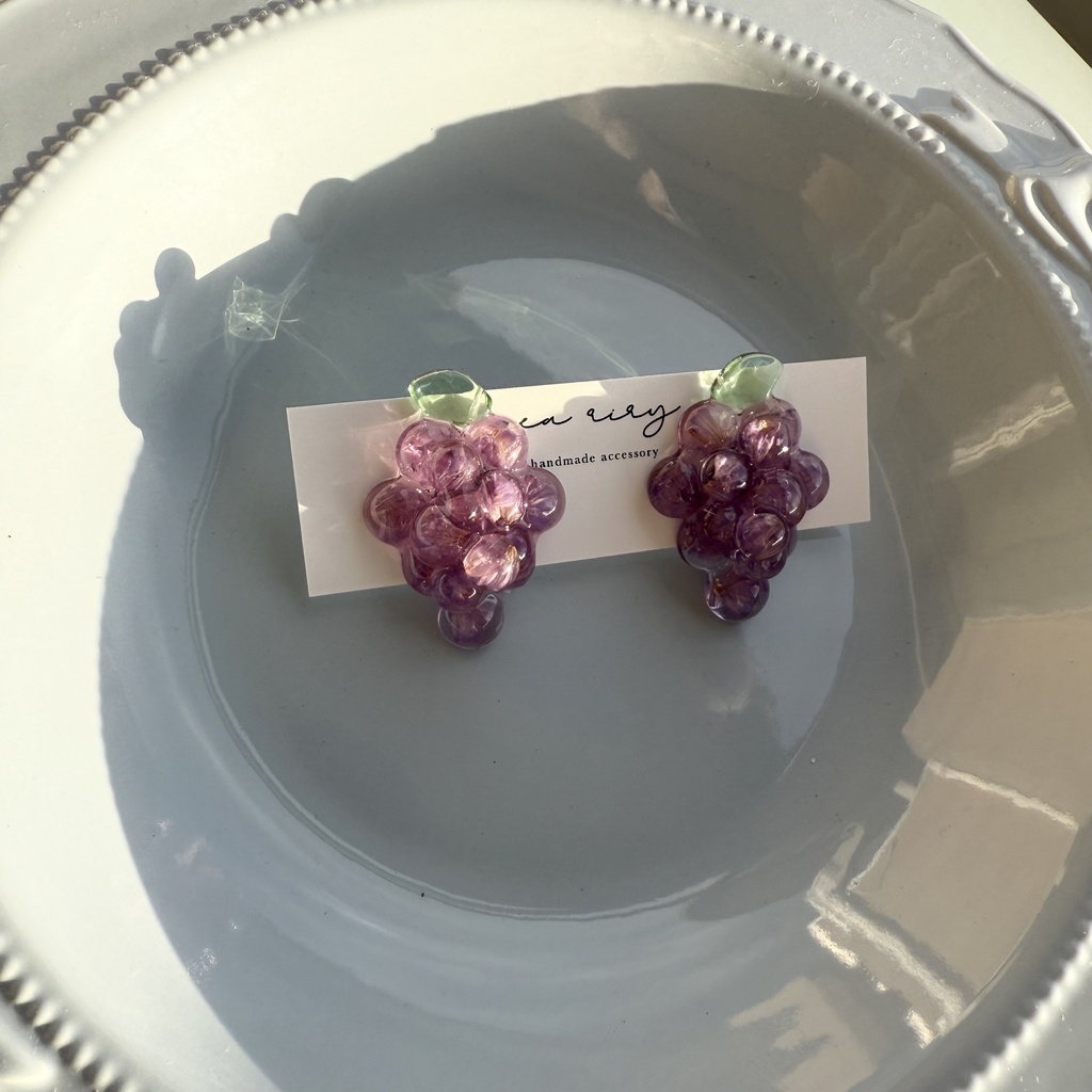 no.235 再販 花葡萄 flower grape スターチス ぶどう パープル ドライフラワー ステンレス ピアス
