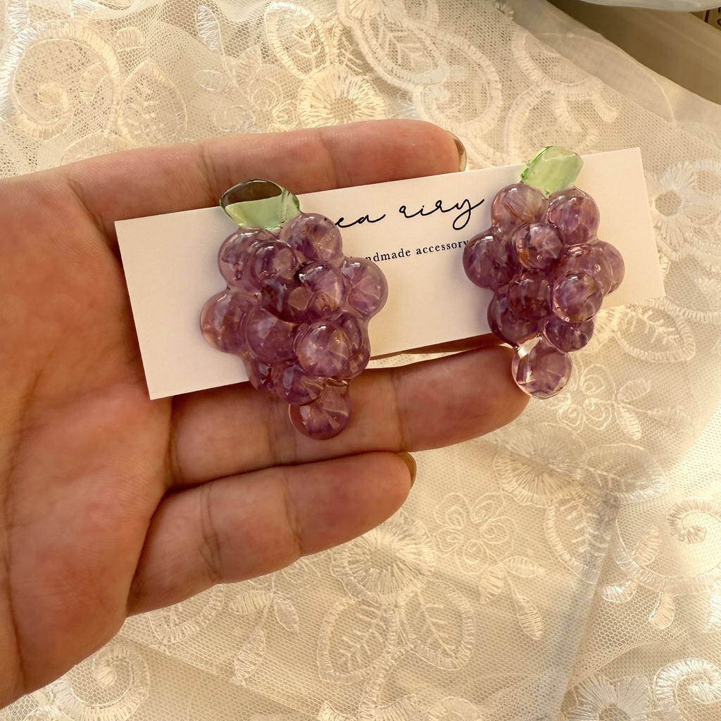 no.235 再販 花葡萄 flower grape スターチス ぶどう パープル ドライフラワー ステンレス ピアス