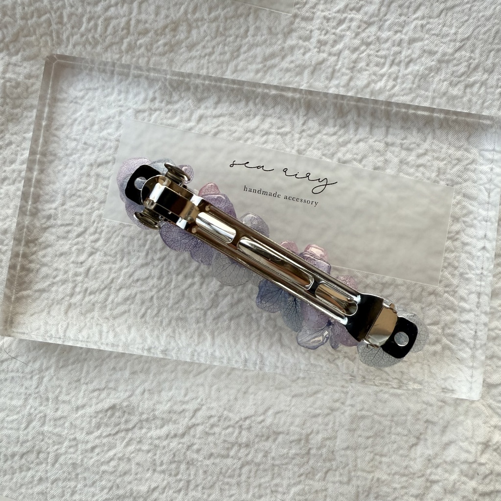 no.246 再販 マーメイドカラーの紫陽花ヘアバレッタ アジサイ ブルー パープル パール ヘアアクセサリー バレッタ