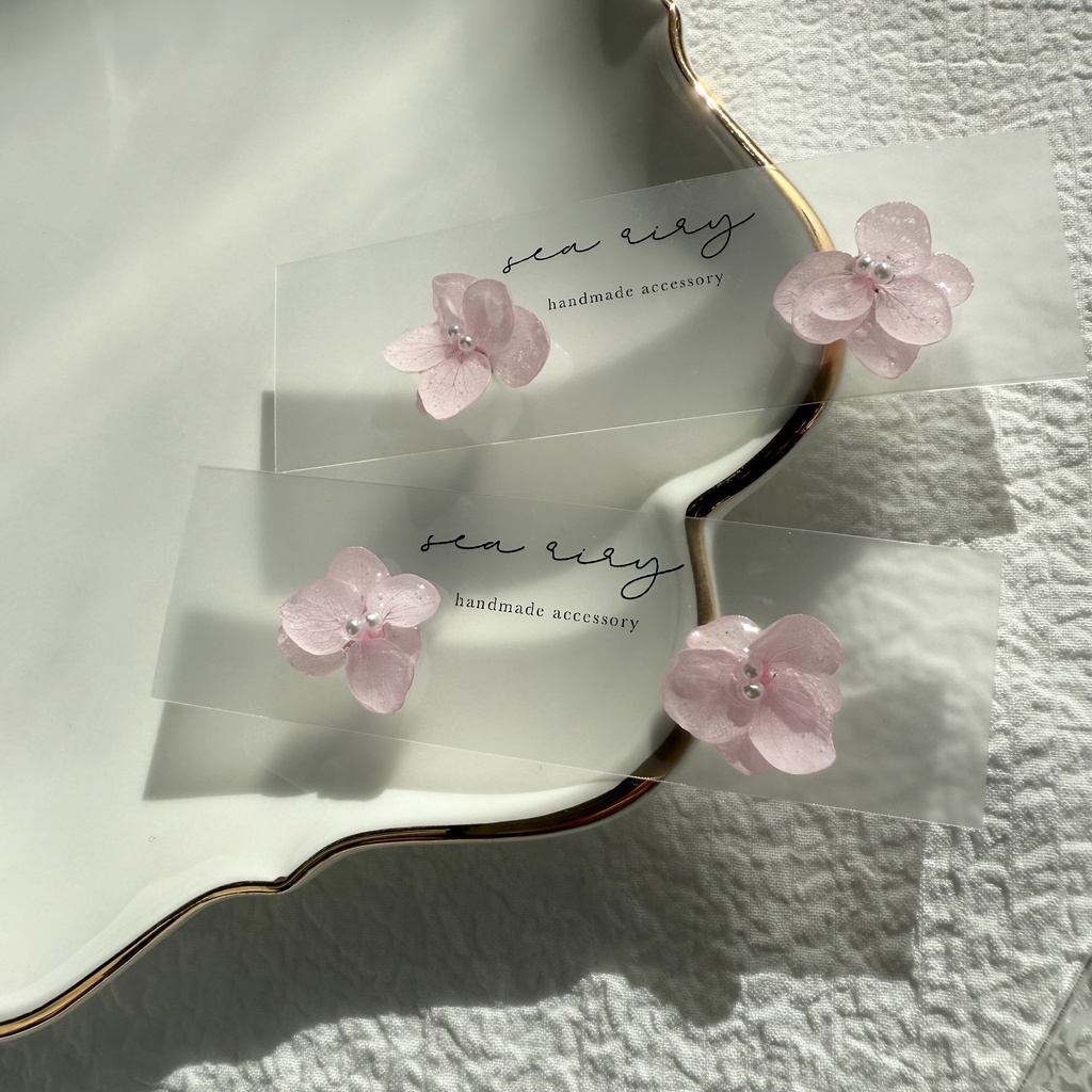 no.248 再販 ちいさなお花のピアス ベビーピンク アジサイ パール ハンドメイド ピアス