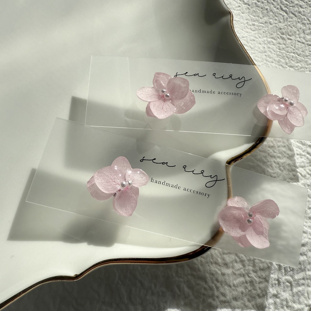 no.248 再販 ちいさなお花のピアス ベビーピンク アジサイ パール ハンドメイド ピアス