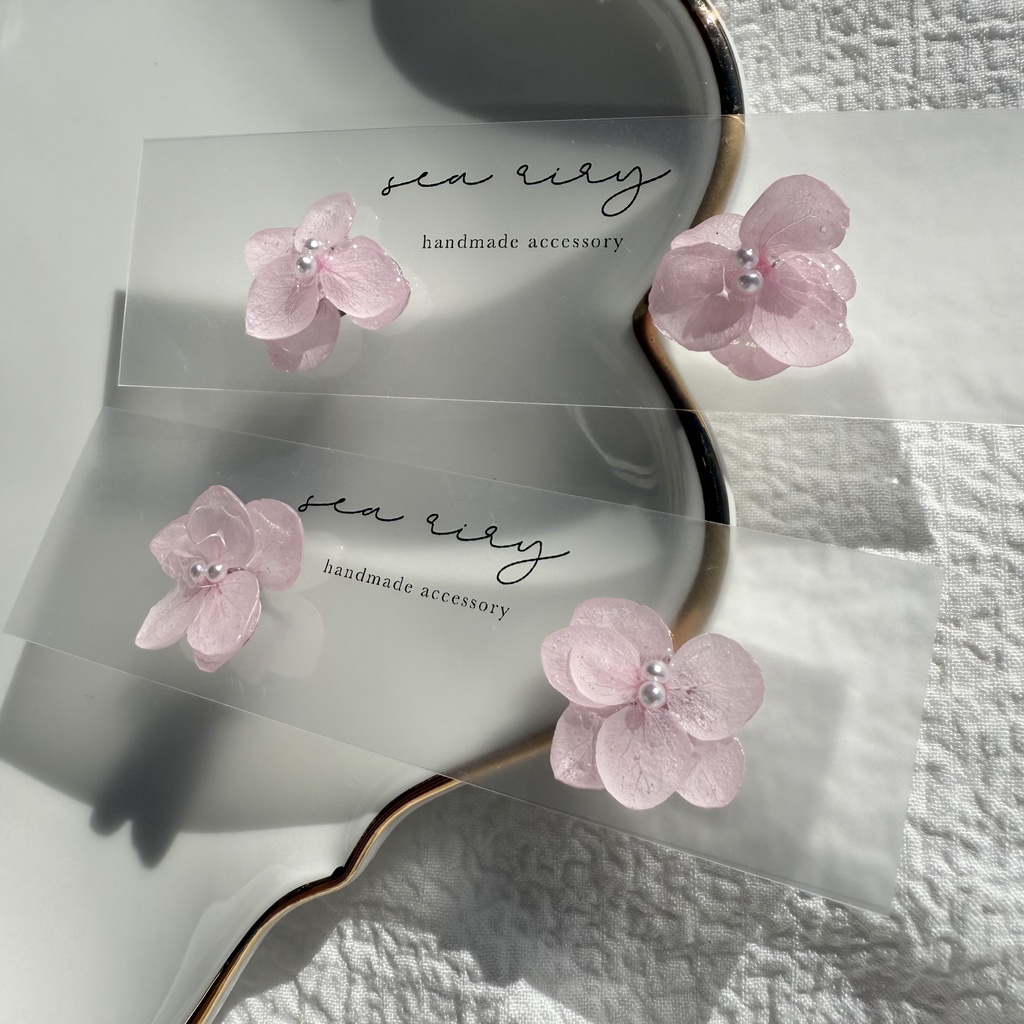 no.248 再販 ちいさなお花のピアス ベビーピンク アジサイ パール ハンドメイド ピアス