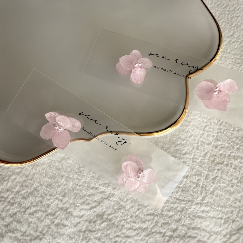 no.248 再販 ちいさなお花のピアス ベビーピンク アジサイ パール ハンドメイド ピアス